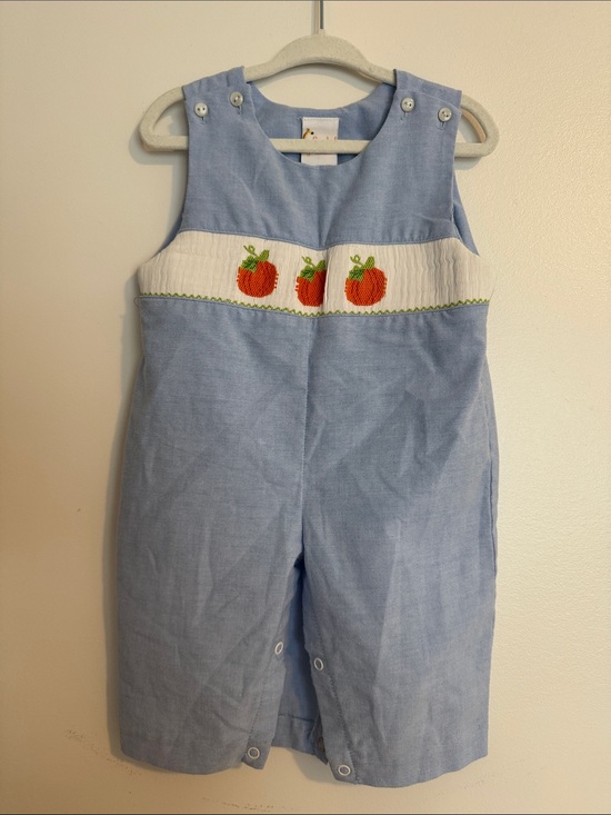 Other - Chambray Smocked Pumpkin Kids Romper